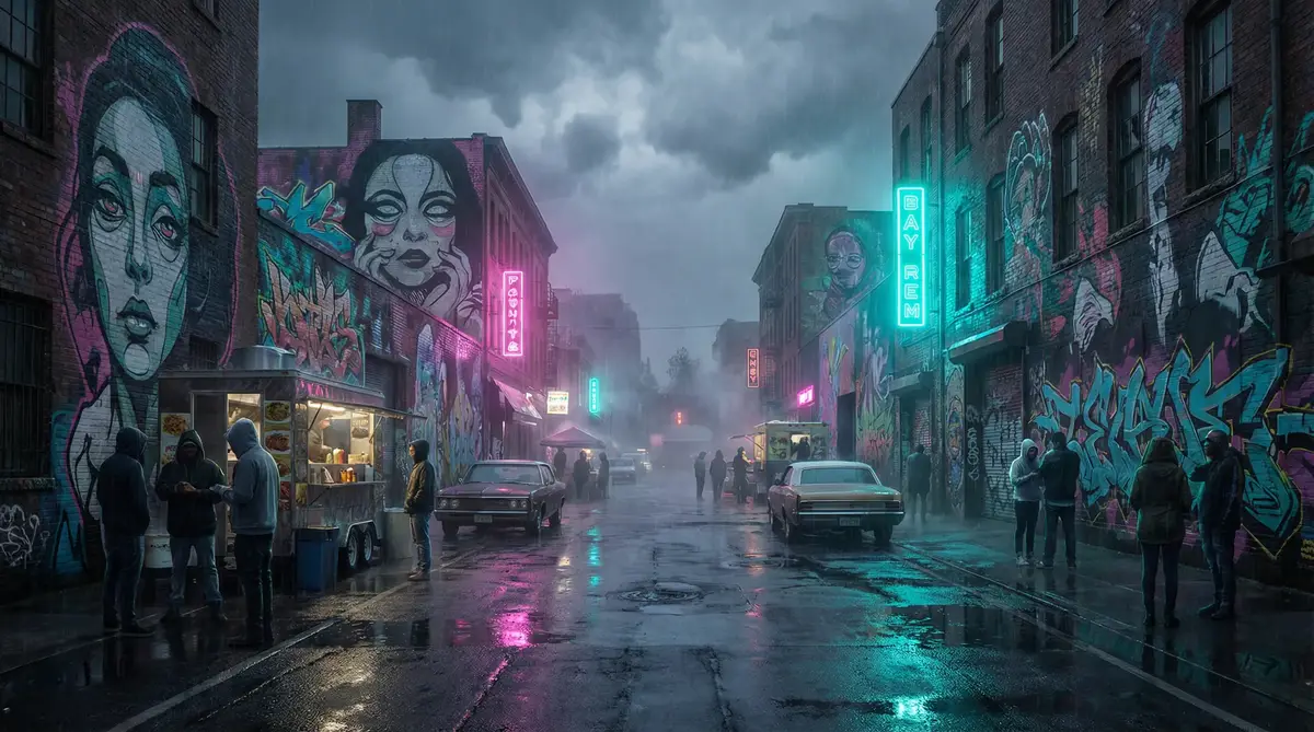 梦幻西游门派 - 雨夜壁画街